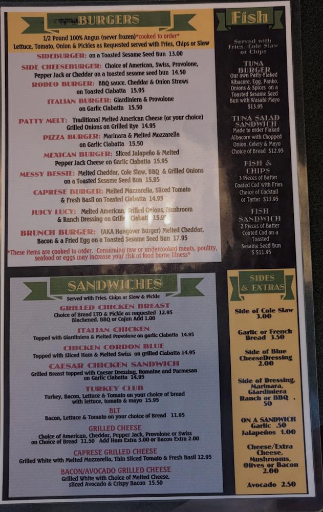Side Street Saloon Menu image 1